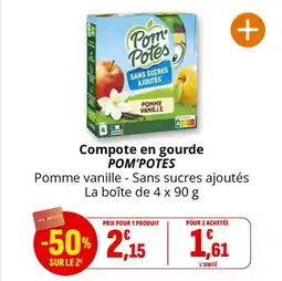 Coccinelle Supermarché Compote en gourde pom'potes offre