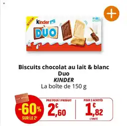 Coccinelle Supermarché Biscuits chocolat au lait & blanc duo kinder offre