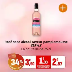 Coccinelle Supermarché Rosé sans alcool saveur pamplemousse veryly offre