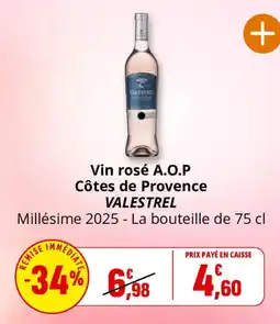 Coccinelle Supermarché Vin rosé a.o.p côtes de provence valestrel offre