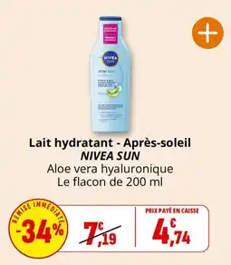 Coccinelle Supermarché Lait hydratant après-soleil nivea sun offre