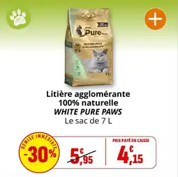Coccinelle Supermarché Litière agglomérante 100% naturelle white pure paws offre