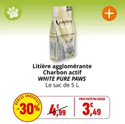 Coccinelle Supermarché Litière agglomérante charbon actif white pure paws offre