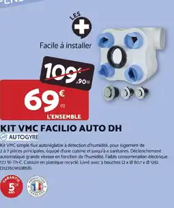 Bricomarché AUTOGYRE Kit vmc facilio auto dh offre