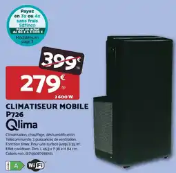 Bricomarché QLIMA Climatiseur mobile P726 offre