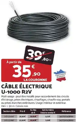 Bricomarché Câble électrique U-1000 R2V offre