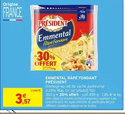 Intermarché Hyper PRÉSIDENT Emmental râpé fondant offre