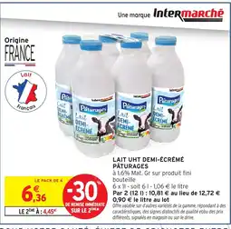 Intermarché Hyper PÂTURAGES Lait demi- écrémé offre