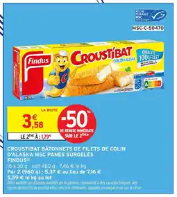 Intermarché Hyper FINDUS Croustibat bâtonnets de filets de colin d'alaska msc panés surgelés offre