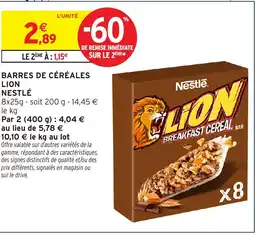 Intermarché Hyper Barres de céréales lion nestlé offre