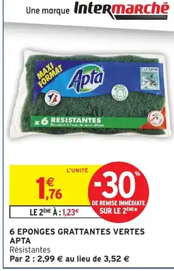 Intermarché Hyper APTA 6 eponges grattantes vertes offre