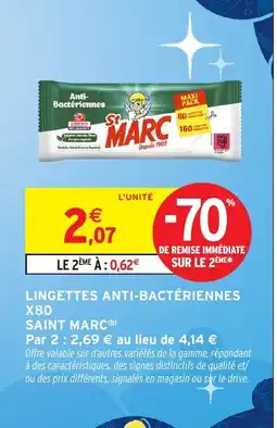 Intermarché Hyper SAINT MARC Lingettes anti-bactériennes x80 offre