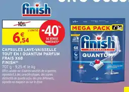 Intermarché Hyper FINISH Capsules lave-vaisselle tout en 1 quantum parfum frais x68 offre