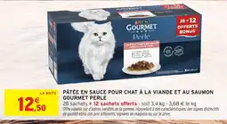 Intermarché Hyper GOURMET PERLE Pâtée en sauce pour chat à la viande et au saumon offre
