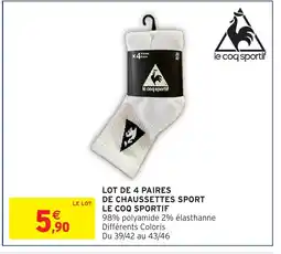 Intermarché Hyper LE COQ SPORTIF Lot de 4 paires de chaussettes sport offre