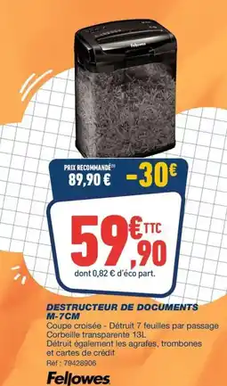 Bureau Vallée Destructeur de documents offre
