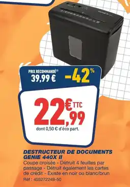 Bureau Vallée Destructeur de documents genie 440x ii offre