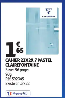 Auchan CLAIREFONTAINE Cahier 21x29.7 pastel offre