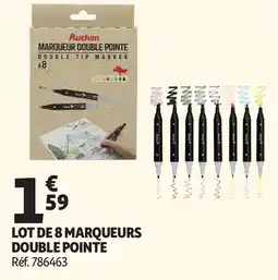 Auchan Lot de 8 marqueurs double pointe offre