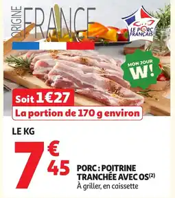 Auchan Porc: poitrine tranchée avec os offre
