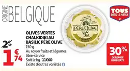 Auchan PÈRE OLIVE Olives vertes chalkidiki au basilic offre