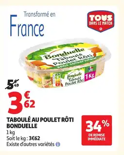 Auchan BONDUELLE Taboulé au poulet rôti offre