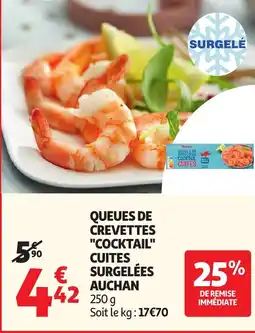 Auchan AUCHAN Queues de crevettes cocktail cuites surgelées offre