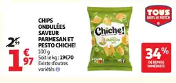 Auchan CHICHE! Chips ondulées saveur parmesan et pesto offre