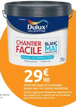 Mr Bricolage Dulux valentine peinture murs et plafonds blanc mat offre