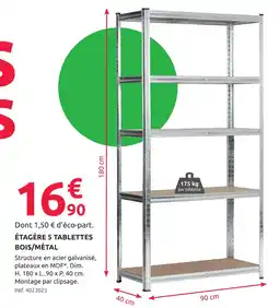 Mr Bricolage Étagère 5 tablettes bois/métal offre