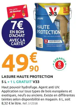 Mr Bricolage V33 lasure haute protection 5 l + 1 l gratuit offre