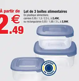Bazarland Lot de 3 boîtes alimentaires carrées offre
