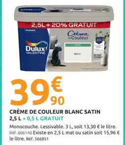 Mr Bricolage Dulux valentine crème de couleur blanc satin offre