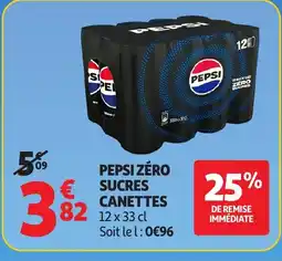 Auchan PEPSI Zéro sucres sucres canettes offre