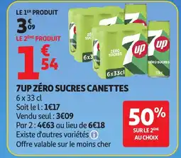 Auchan 7UP Zéro sucres canettes offre