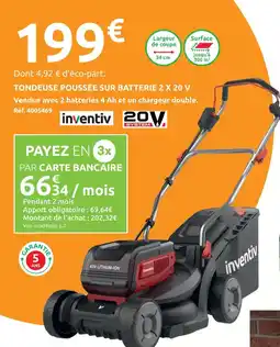 Mr Bricolage Inventiv tondeuse poussée sur batterie 2 x 20 v offre