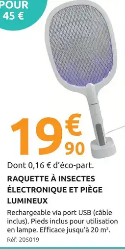 Mr Bricolage Raquette à insectes électronique et piège lumineux offre