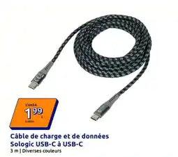 Action Câble de charge et de données sologic usb-c à usb-c offre