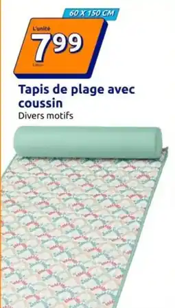 Action Tapis de plage avec coussin offre