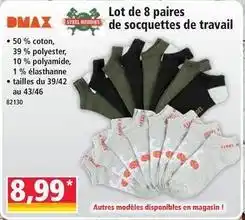 Norma Lot de 8 paires de socquettes de travail offre
