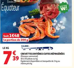 Auchan Crevettes entières cuites réfrigérées offre