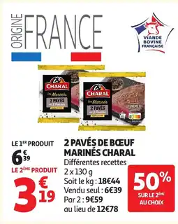 Auchan CHARAL 2 pavés de boeuf marinés offre
