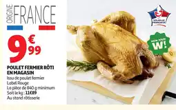 Auchan Poulet fermier rôti en magasin offre