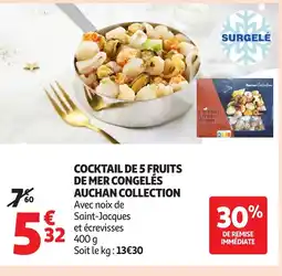 Auchan AUCHAN COLLECTION Cocktail de 5 fruits de mer congelés offre