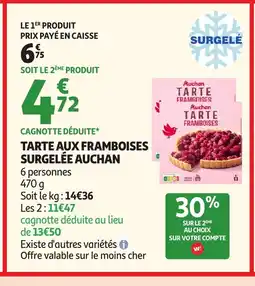 Auchan AUCHAN Tarte aux framboises surgelée offre