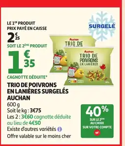 Auchan AUCHAN Trio de poivrons en lanières surgelés offre