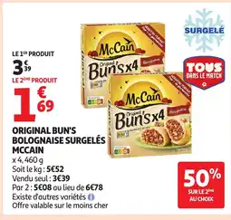 Auchan MCCAIN Original bun's bolognaise surgelés offre