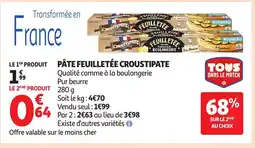Auchan CROUSTIPATE Pâte feuilletée offre