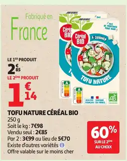 Auchan CÉRÉAL BIO Tofu nature offre