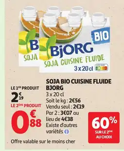 Auchan BJORG Soja bio cuisine fluide offre
